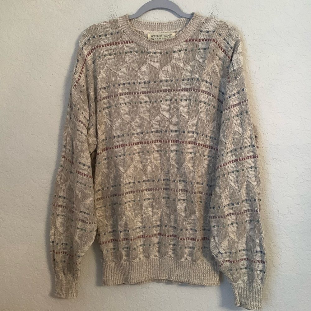 Vtg Waterproof Workshop Cotton Crew Neck Textured Knit Oversized Men’s Size M/L